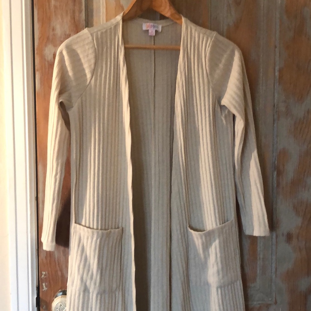 Lularoe “Sarah” Ivory Ribbed Cardigan Size Small